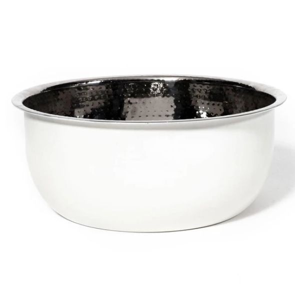 Pedicure Bowl -Hammered Stainless Steel w-White1.jpg